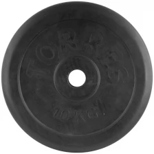 Диск обрезиненный Torres 10 кг PL506510, d.31 мм, металл в рез. оболочке, черный