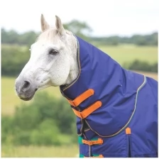 Капор пристегной для лошади SHIRES HIGHLANDER "Original", 600D, 100g, синий (Великобритания)